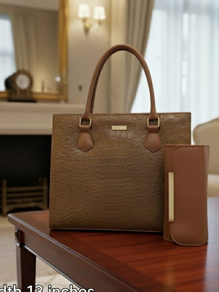 Black Crocodile box for women - GENZAA