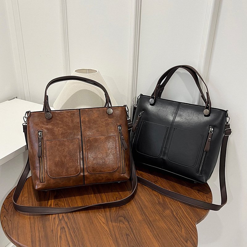 Retro Tote Bag Black Brown Durable Premium for women - GENZAA