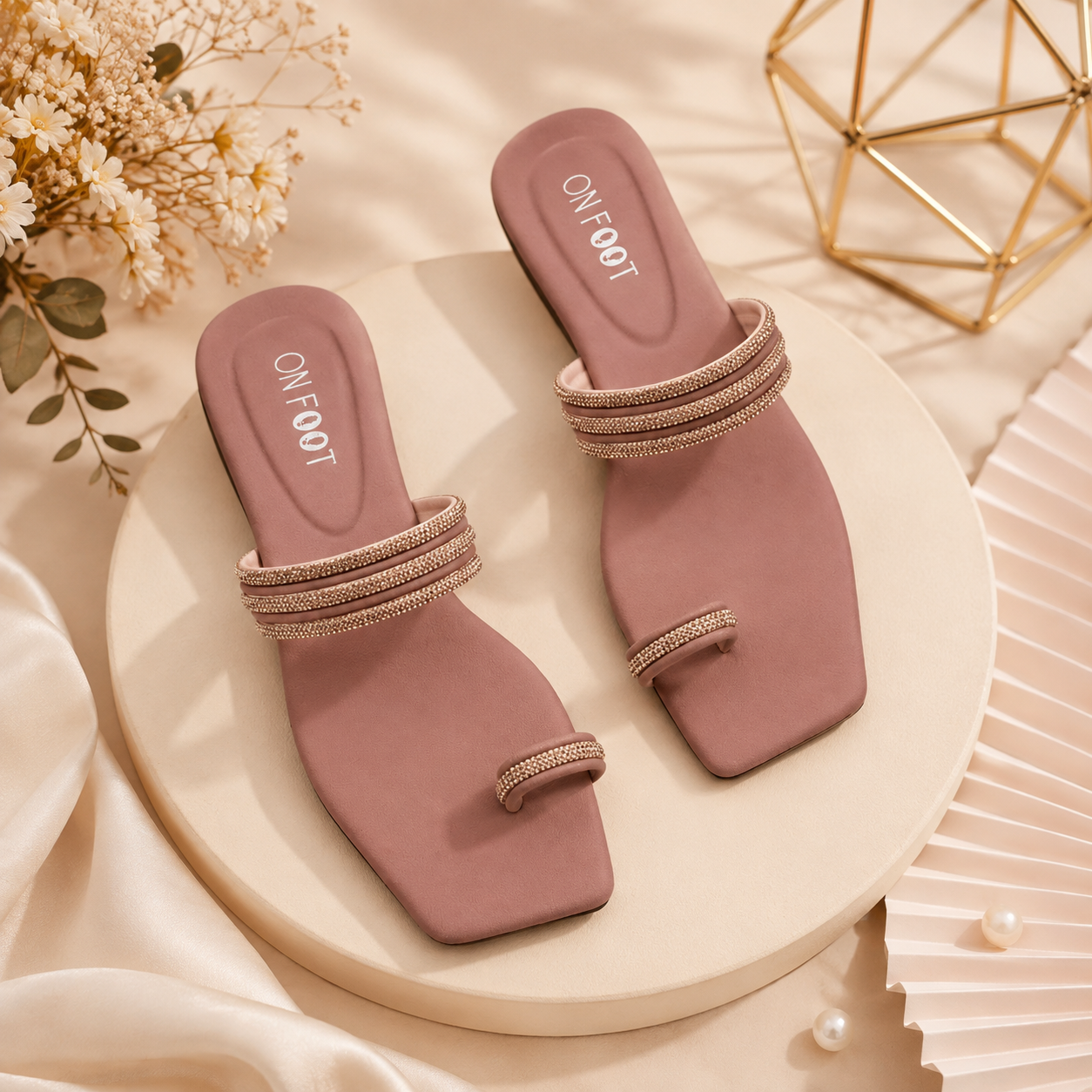 Women's Pink Rexine Strap Sandals - GENZAA