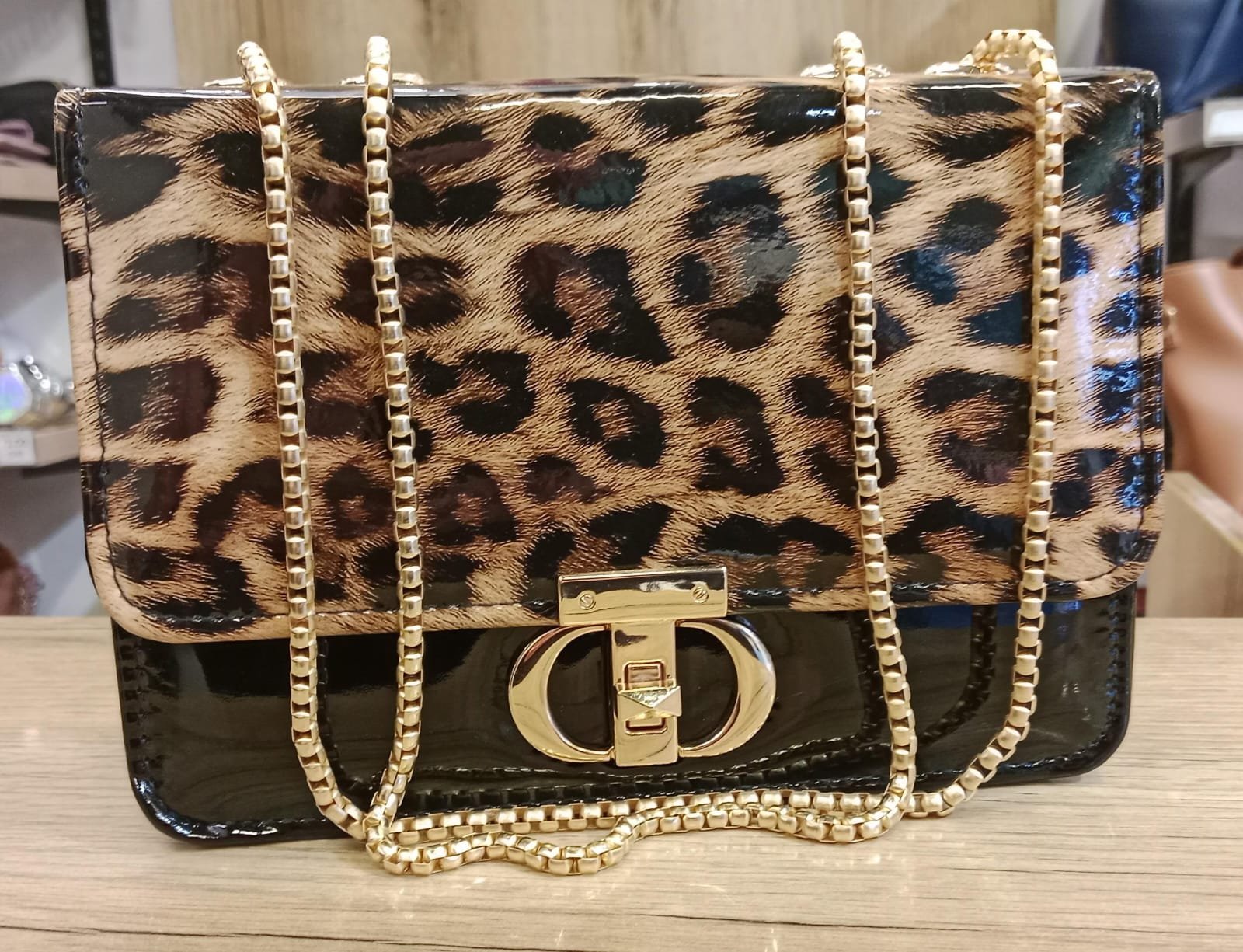 Golden Beige Cheetah flap for women - GENZAA