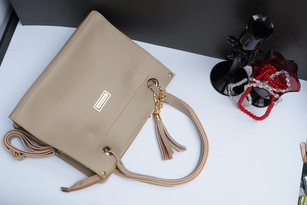 Beige PU Leather Handbag with Tassel & Wallet for women - GENZAA