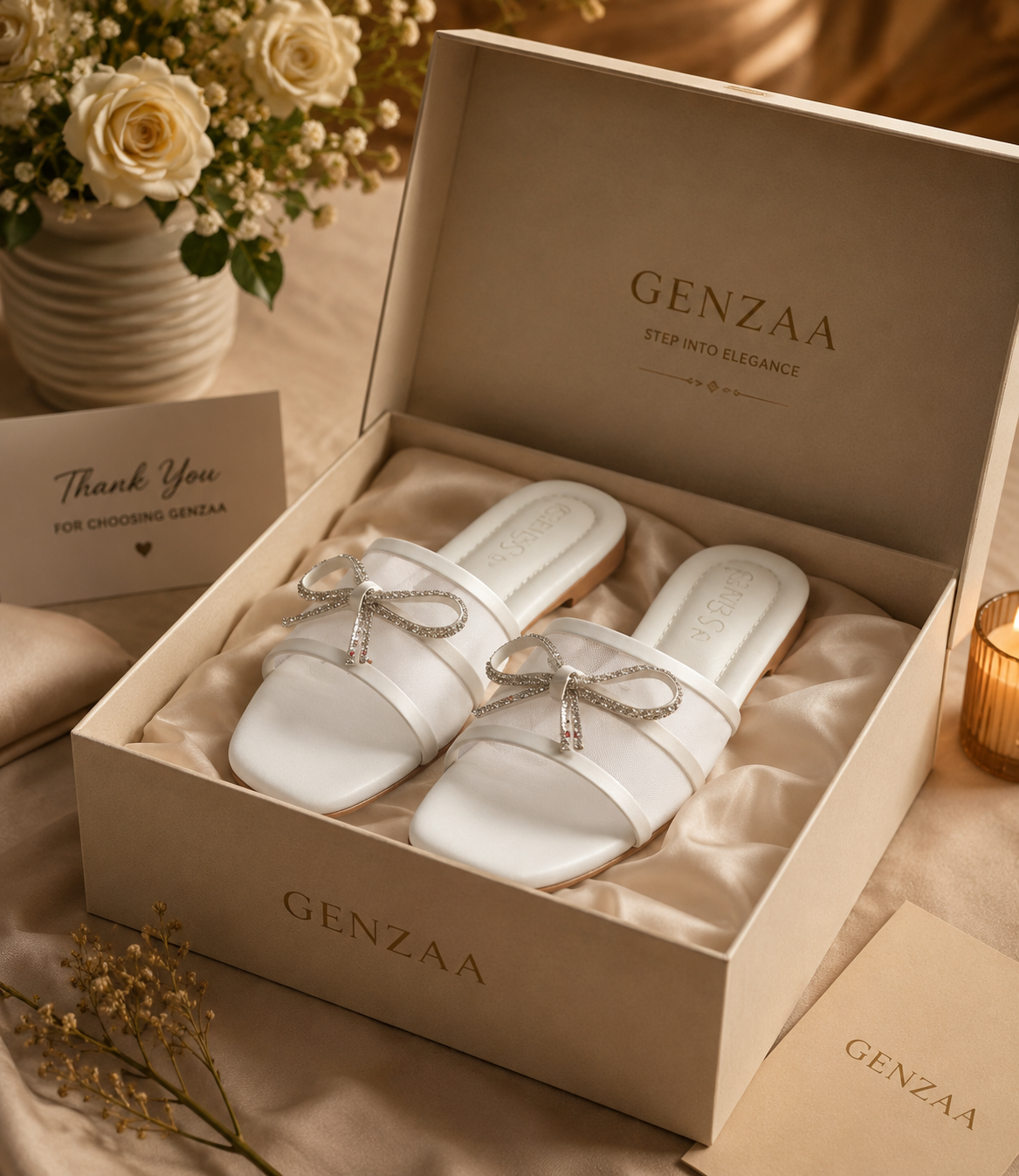 White Women's Synthetic Leather Fancy Flats - GENZAA
