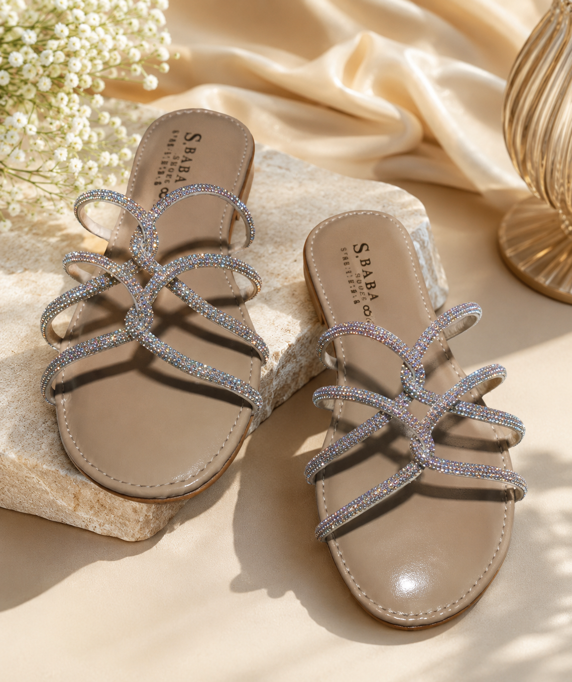Beige Women PU Crisscross Sandals Wedding Party Comfortable - GENZAA